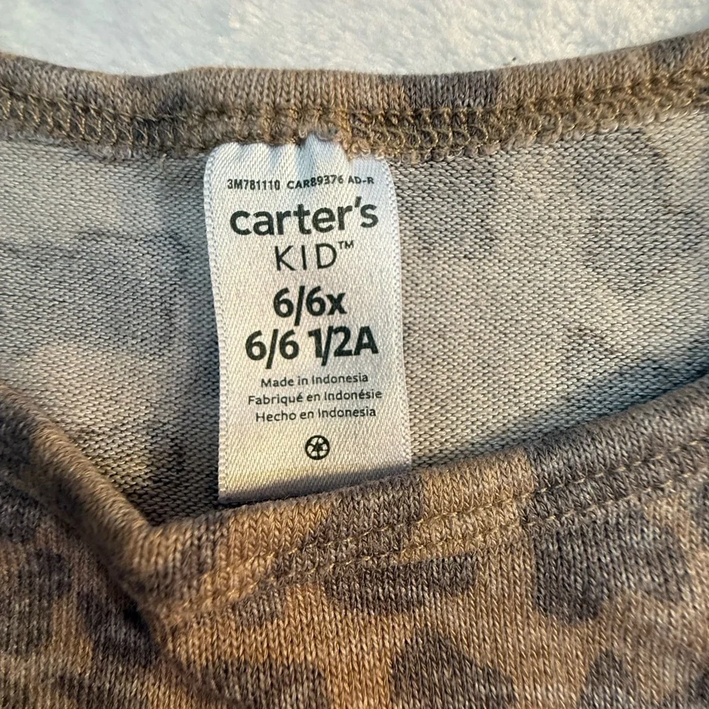 Carter's Leopard Print Kids' Long Sleeve Shirt Size 6/6X